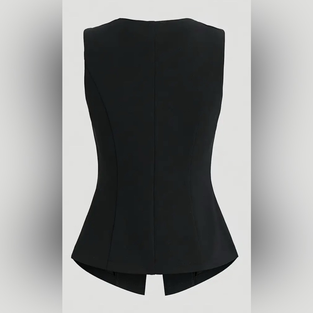 Elegant Black Vest with Gold Buttons - Picture 2 of 4